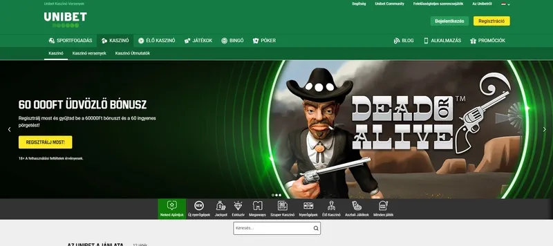 Unibet Casino honlapja