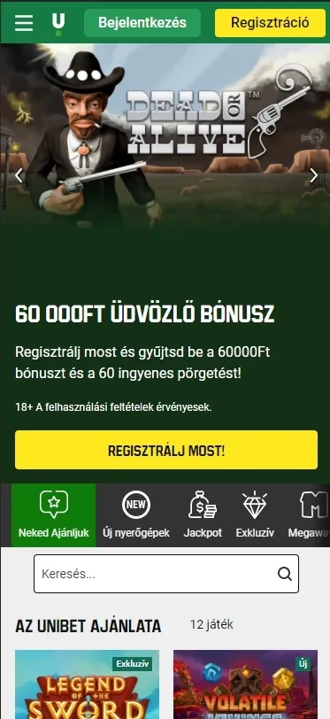 Mobil kaszinó Unibet weboldal